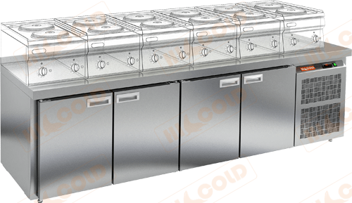 Стол морозильный под тепловое оборудование  HICOLD  GN 1111 BR2 BT LT