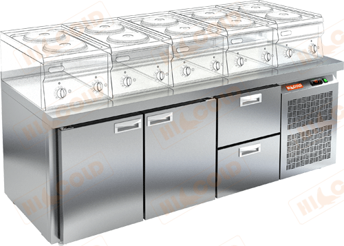 Стол охлаждаемый под тепловое оборудование  HICOLD  GN 112 BR2 TN LT