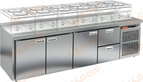 Стол охлаждаемый под тепловое оборудование  HICOLD  GN 1112 BR2 TN LT